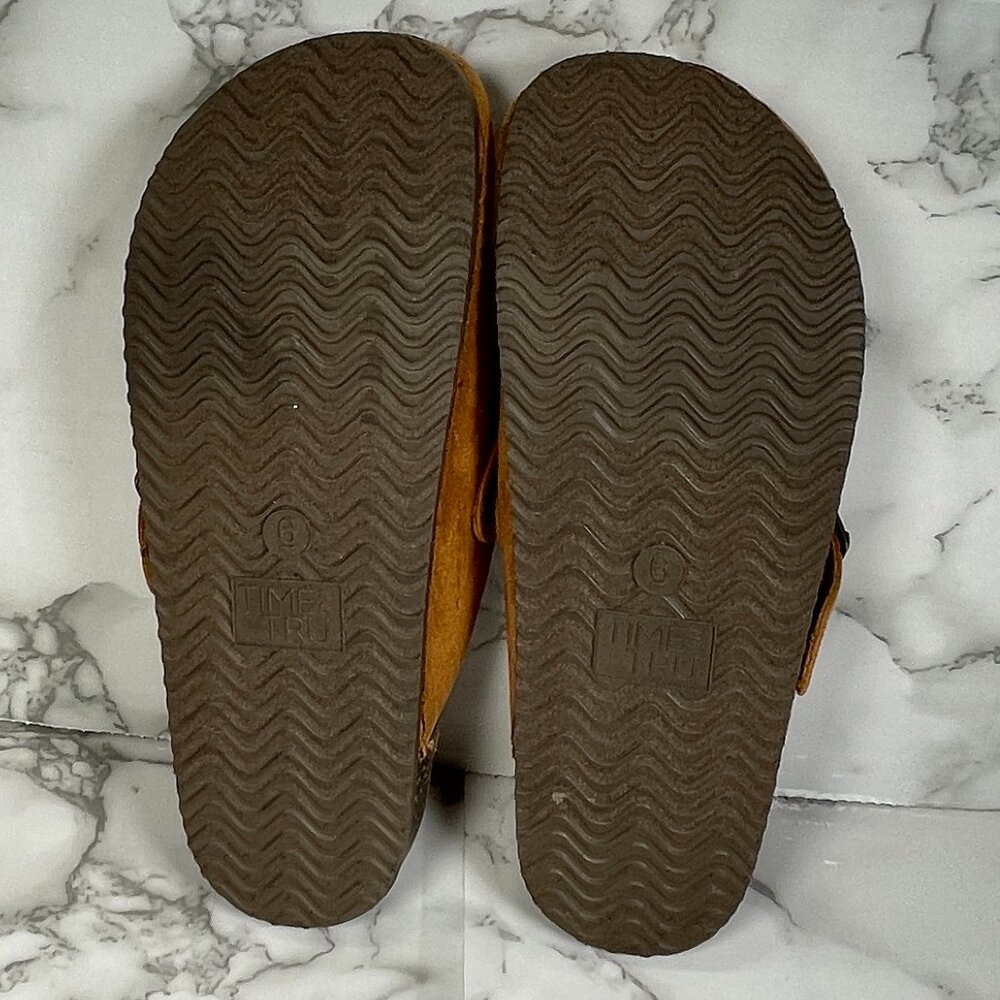 TIME AND TRU Women's 6 Tan Chestnut Faux Suede Cork Clog Slip On Shoes NWOT NEW - Picture 6 of 7